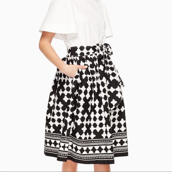 Kate Spade lantern midi skirt black and white - Picture 1 of 1